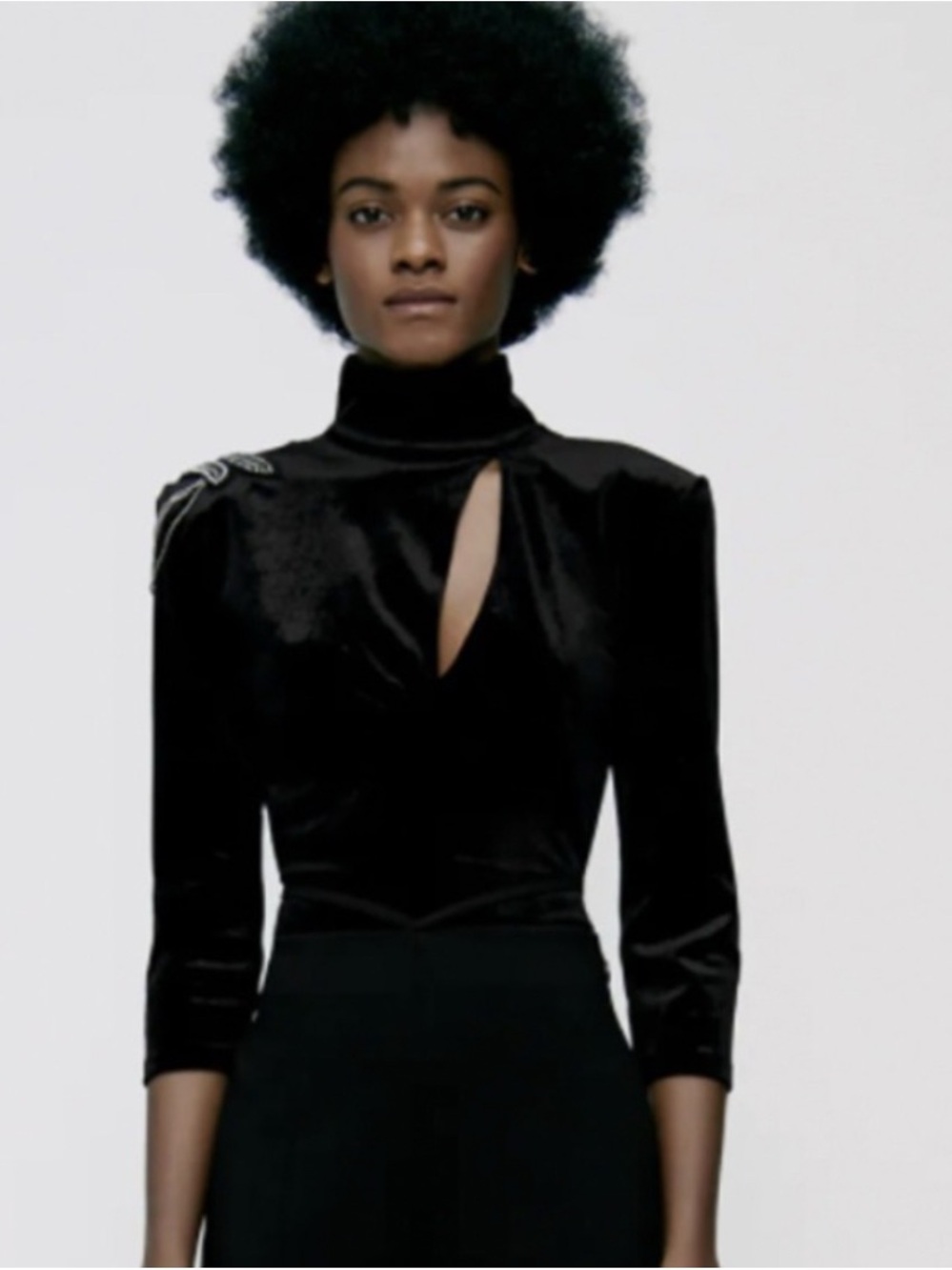 ZARA KEYHOLE VELVET BEADED BODYSUIT